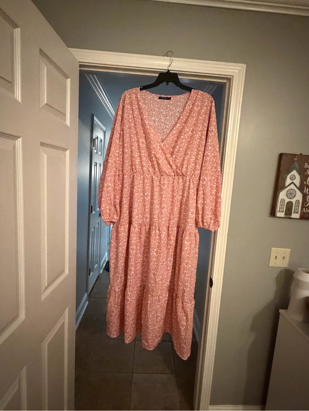 Floral Pink V-Neck Wrap Midi Dress